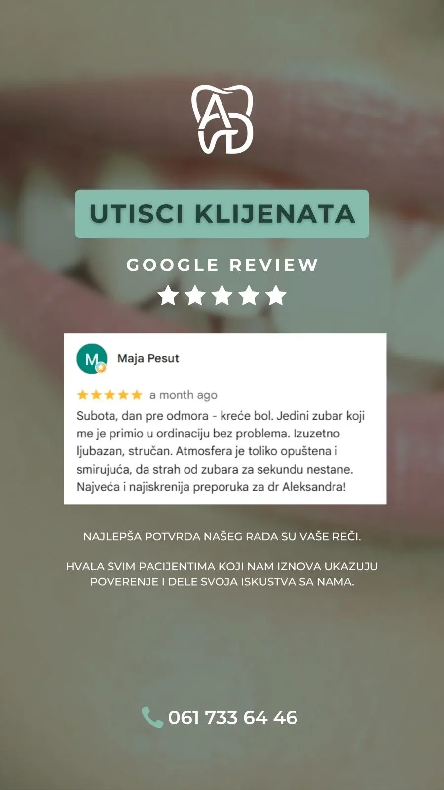 Google recenzija pacijenta – Maja Pesut